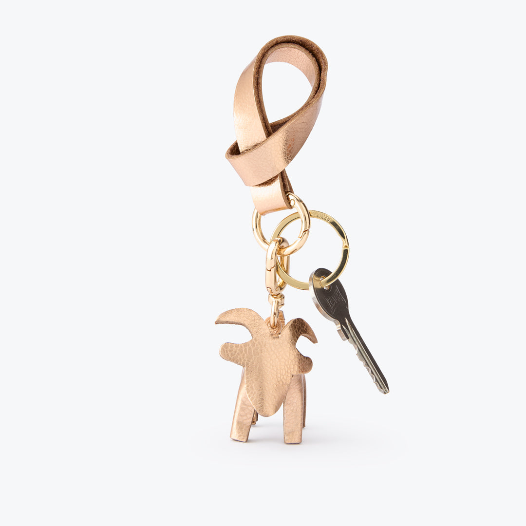 Keçi Figürlü Charm Anahtarlık Rose Gold