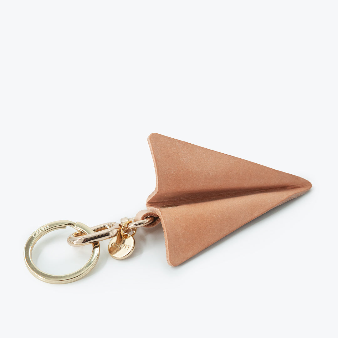 Origami Uçak Figürlü Charm Anahtarlık Naturel