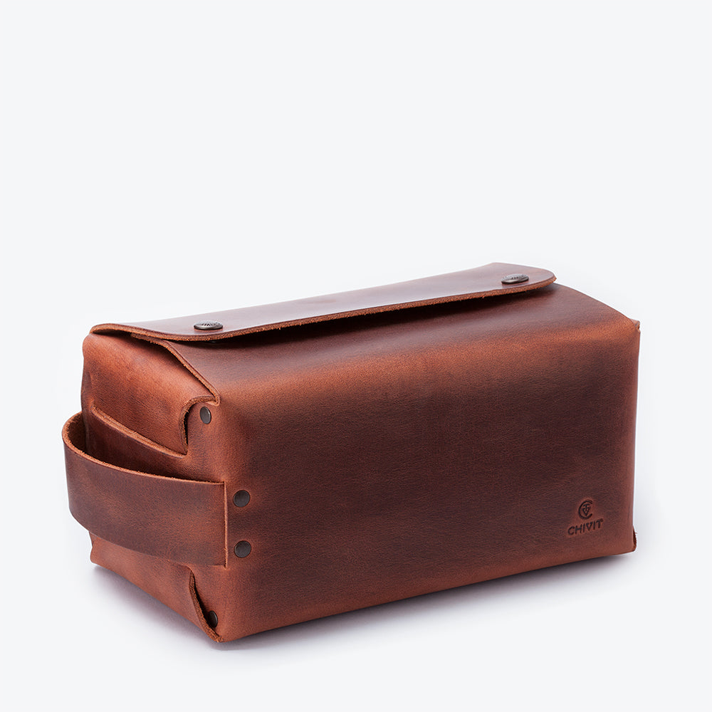 Dopp Kit Seyahat Çantası Antik Konyak