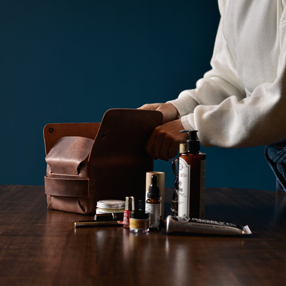Dopp Kit Seyahat Çantası Antik Konyak