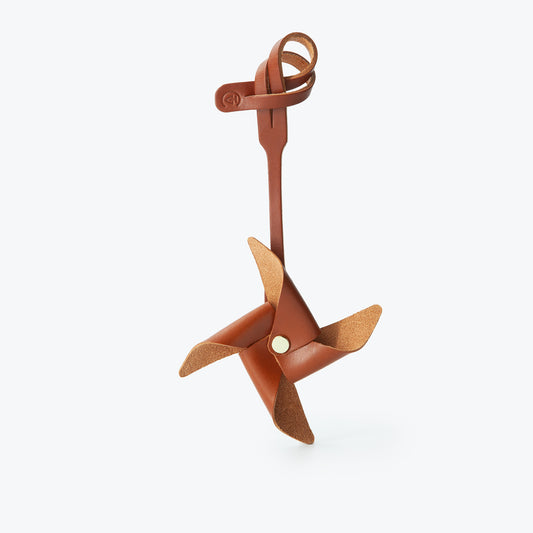 Origami Rüzgar Gülü Figürlü Çanta Süsü Konyak