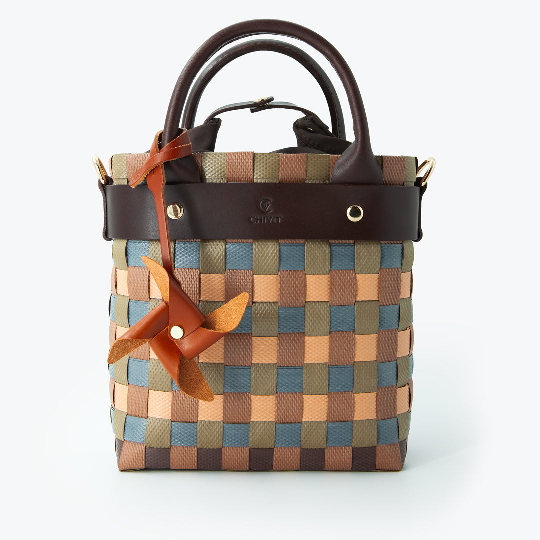 Origami Rüzgar Gülü Figürlü Çanta Süsü Konyak