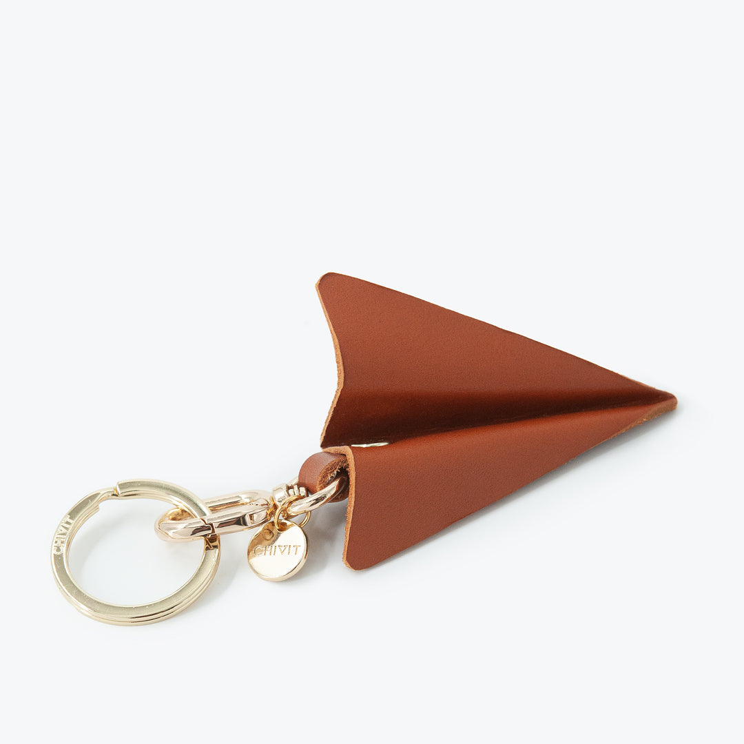 Origami Uçak Figürlü Charm Anahtarlık Konyak