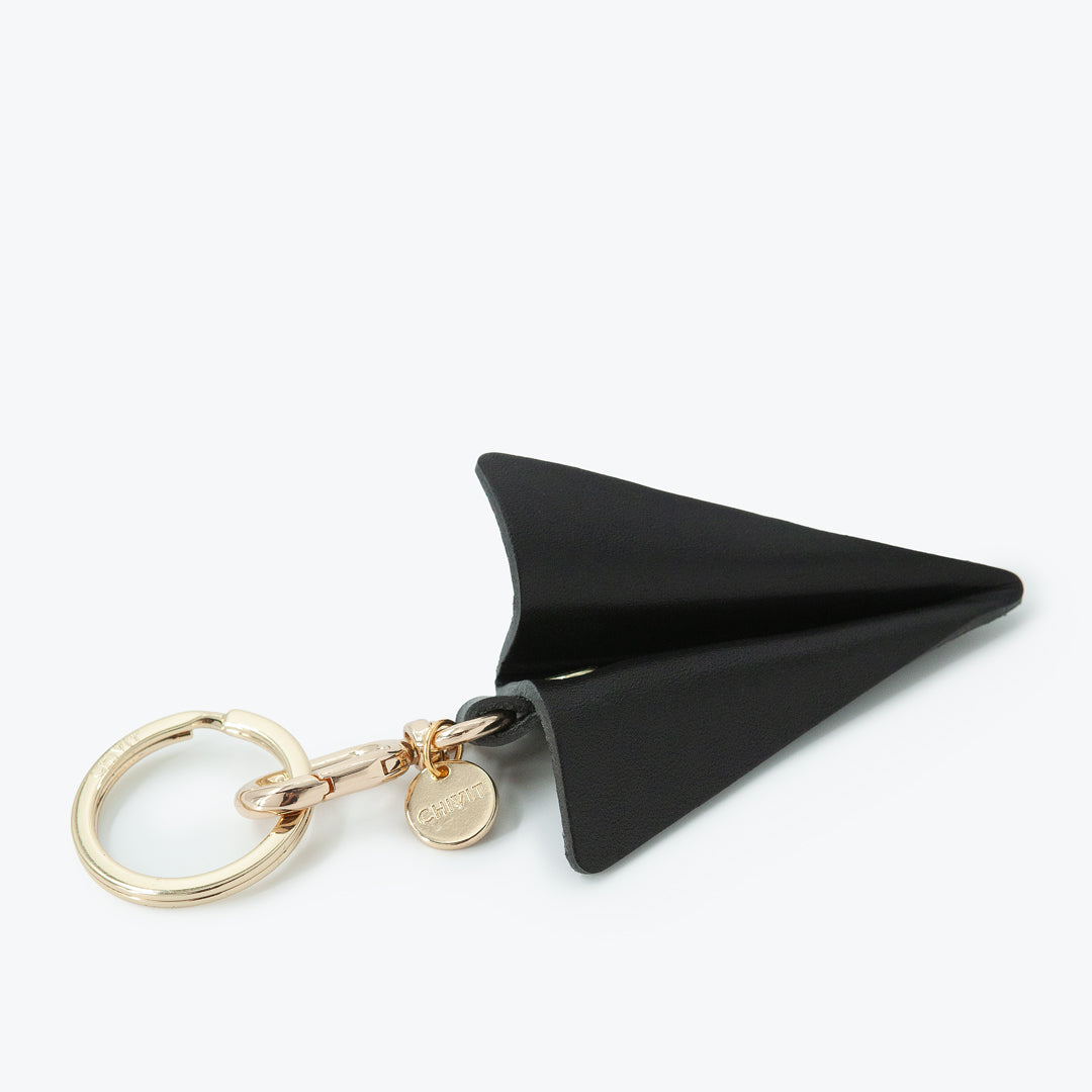 Origami Uçak Figürlü Charm Anahtarlık Siyah