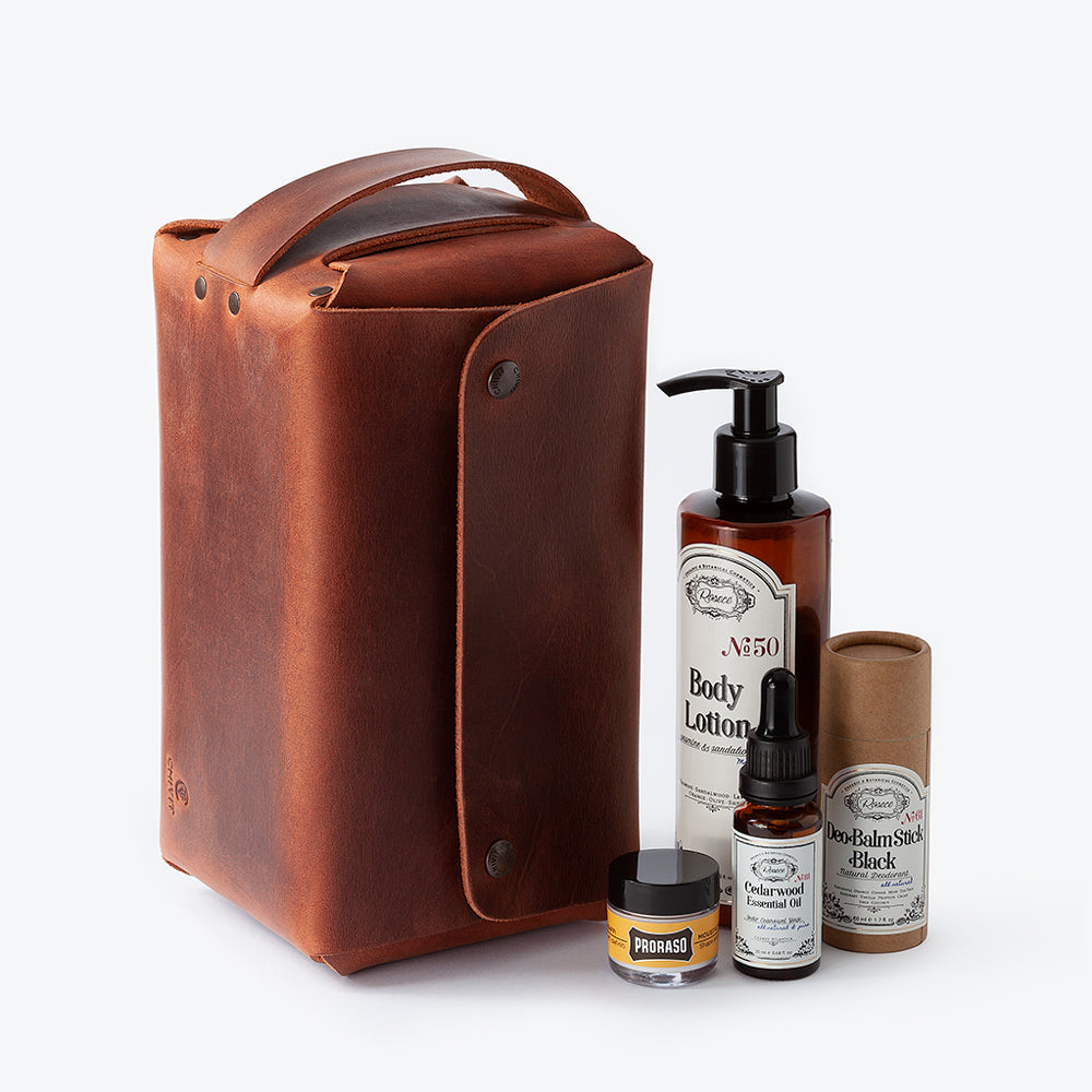 Dopp Kit Seyahat Çantası Antik Konyak