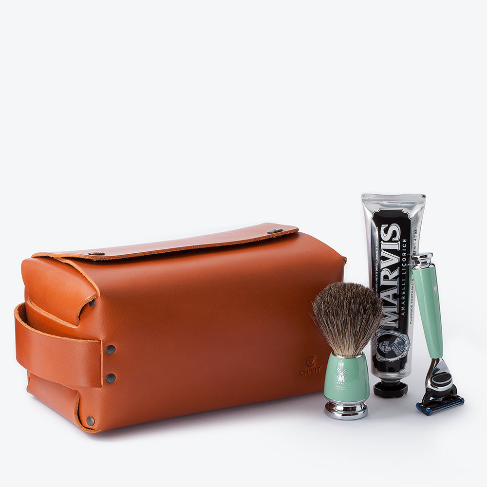 Dopp Kit Seyahat Çantası Konyak